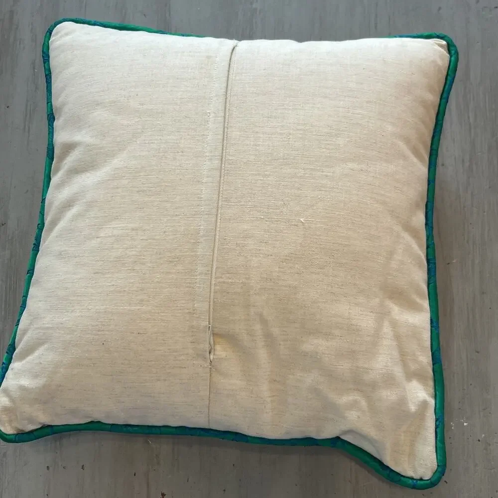 Vtg Pear Tree Crewel Needlepoint Fruit Tree Pillow 13”x13” Country Cottage